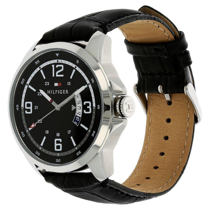 Tommy Hilfiger Quartz Analog Black Dial Leather Strap Watch for Men-TH1791321J