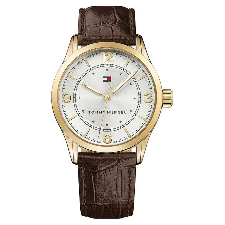 Tommy Hilfiger Quartz Analog White Dial Leather Strap Watch for Men-NCTH1791332