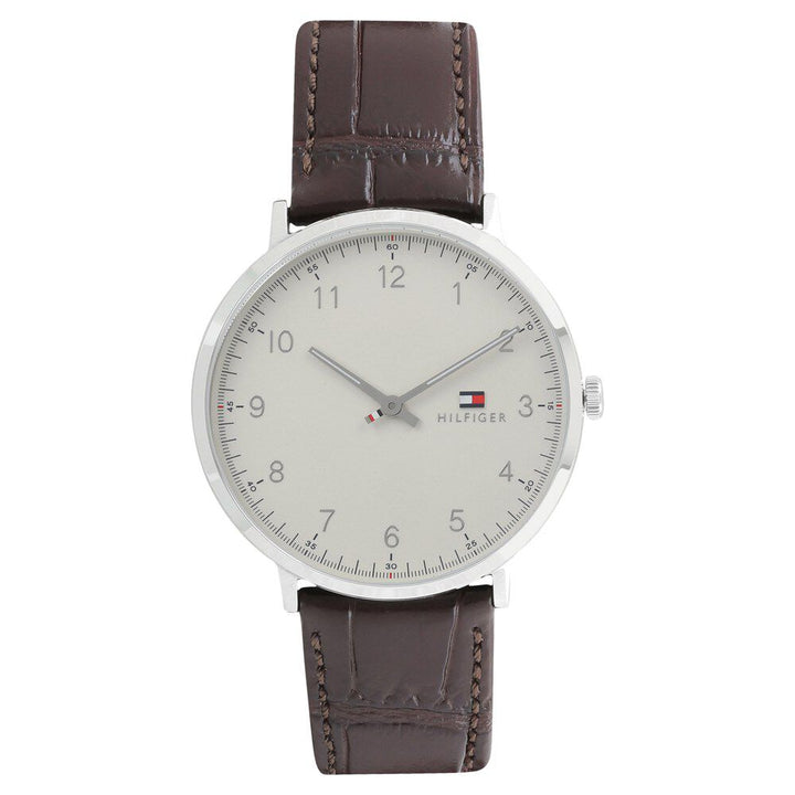 Tommy Hilfiger Quartz Analog Beige Dial Leather Strap Watch for Men-NCTH1791338