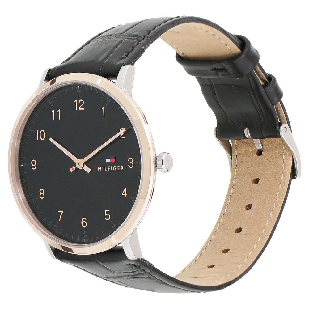 Tommy Hilfiger Quartz Analog Black Dial Leather Strap Watch for Men-NCTH1791339W