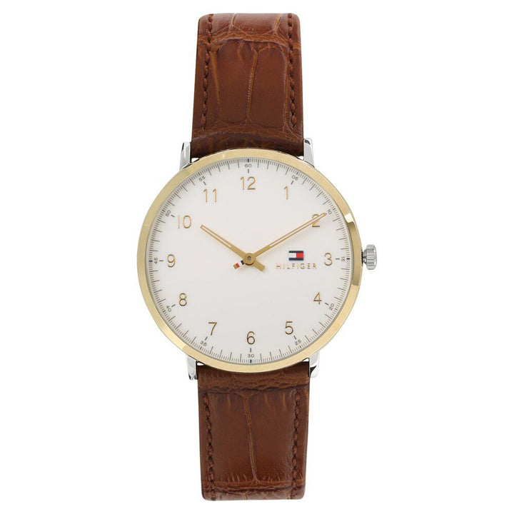 Tommy Hilfiger Quartz Analog White Dial Leather Strap Watch for Men-NCTH1791340W