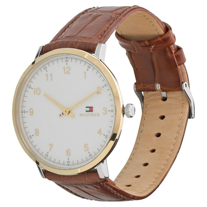 Tommy Hilfiger Quartz Analog White Dial Leather Strap Watch for Men-NCTH1791340W