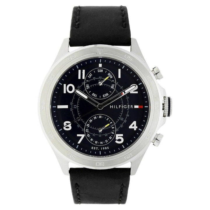 Tommy Hilfiger Quartz Multifunction Blue Dial Leather Strap Watch for Men-NCTH1791346W