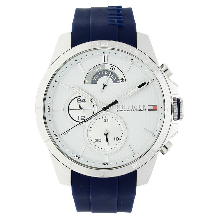 Tommy Hilfiger Quartz Multifunction White Dial Plastic Strap Watch for Men-NTTH1791349