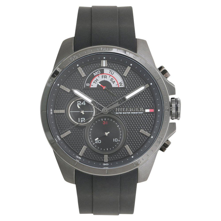 Tommy Hilfiger Quartz Multifunction Black Dial Silicone Strap Watch for Men-NCTH1791352