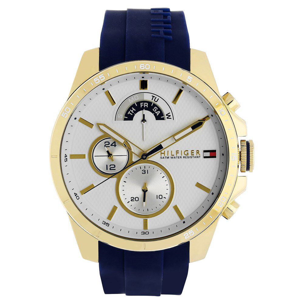 Tommy Hilfiger Quartz Multifunction White Dial Silicone Strap Watch for Men NETH1791353