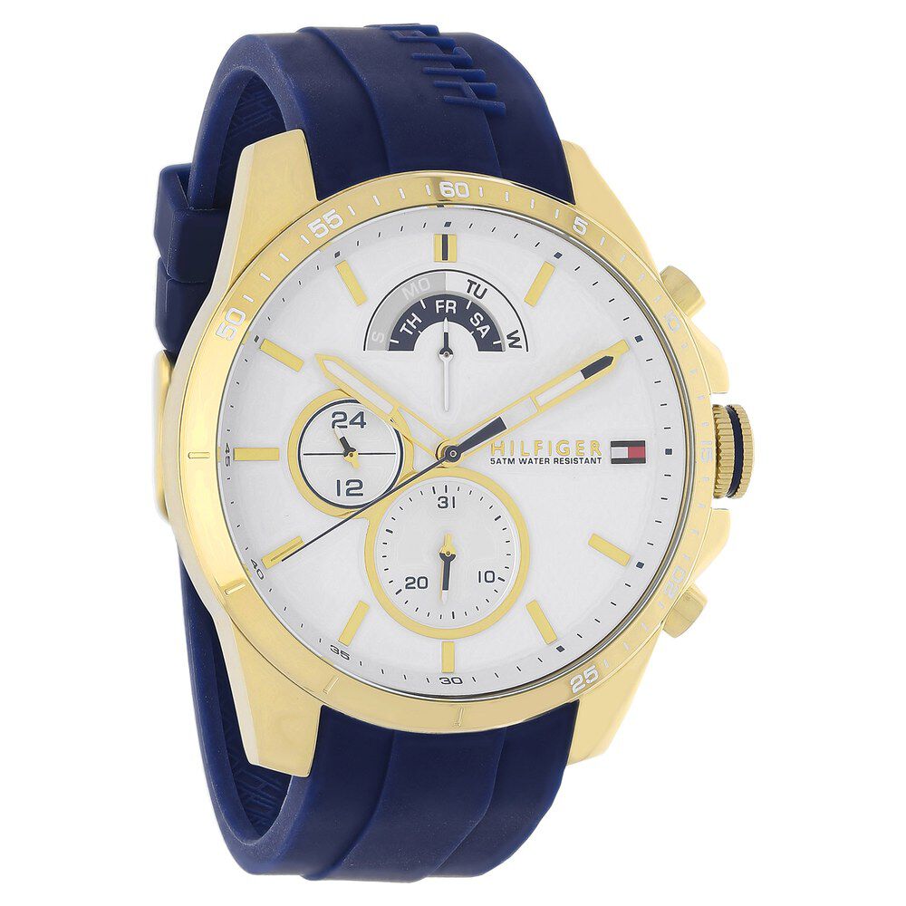 Tommy Hilfiger Quartz Multifunction White Dial Silicone Strap Watch for Men-NTTH1791353