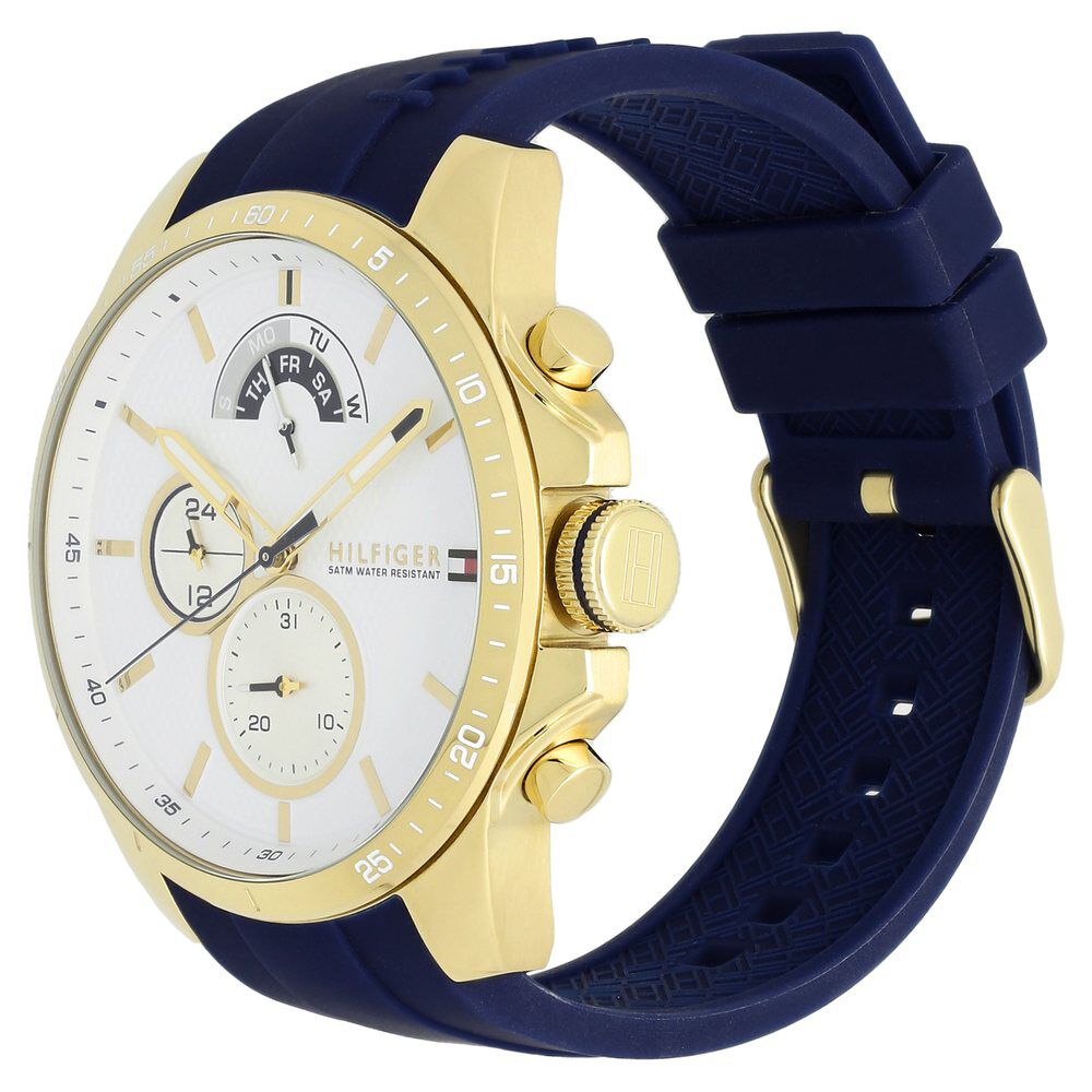 Tommy Hilfiger Quartz Multifunction White Dial Silicone Strap Watch For Men