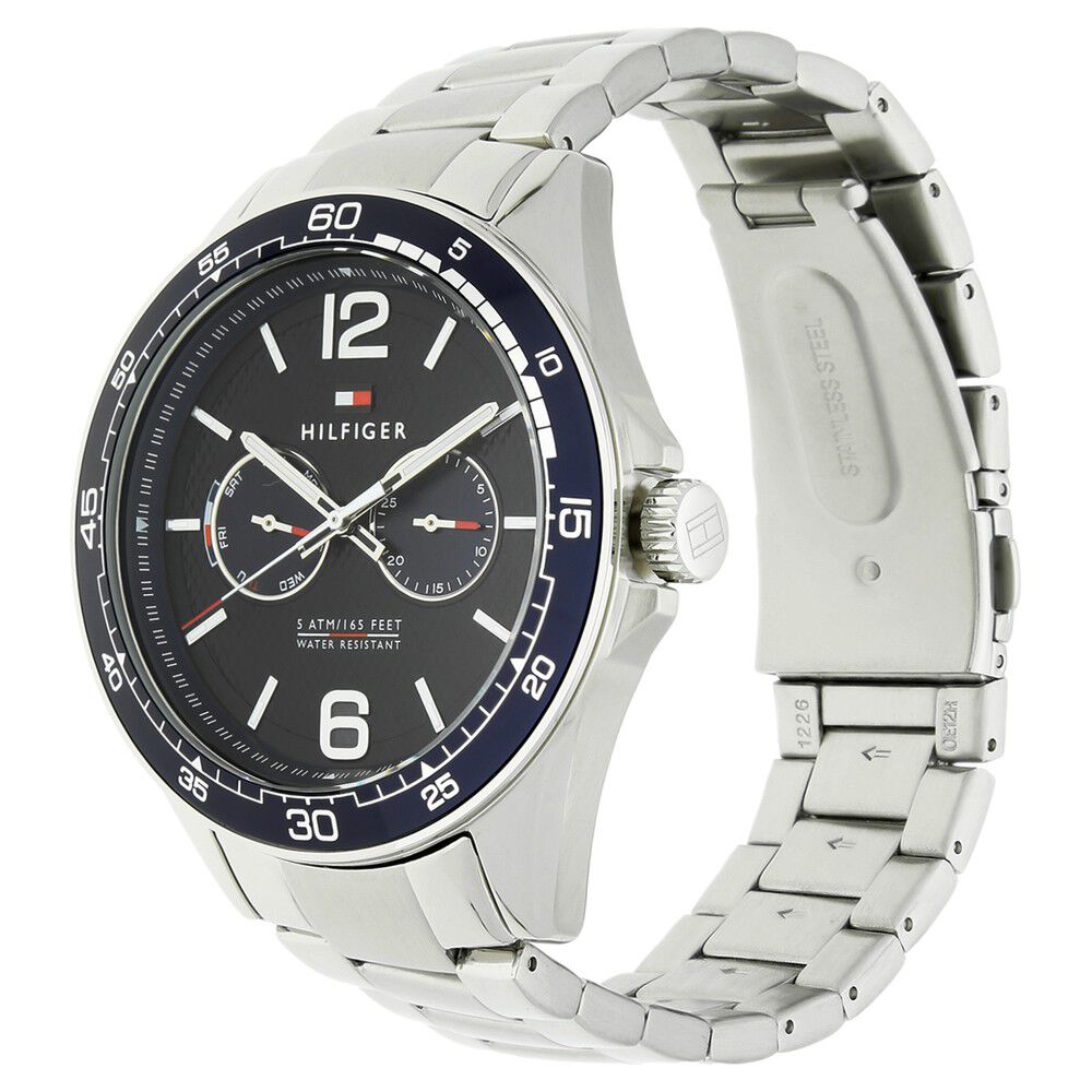 Tommy Hilfiger Quartz Multifunction Blue Dial Stainless Steel Strap Watch for Men-NCTH1791366W