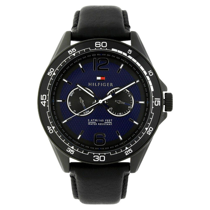 Tommy Hilfiger Quartz Multifunction Blue Dial Leather Strap Watch for Men-NCTH1791368