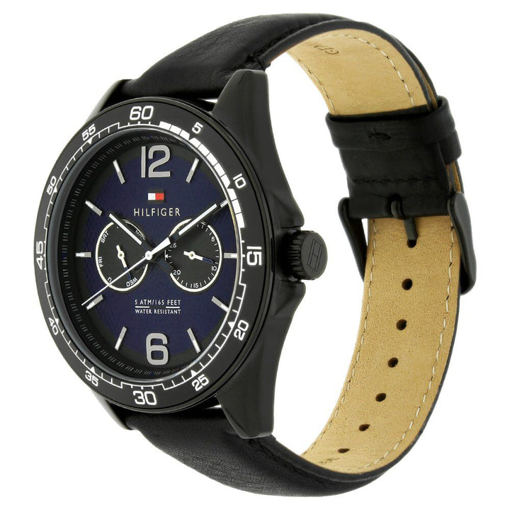 Tommy Hilfiger Quartz Multifunction Blue Dial Leather Strap Watch for Men-NCTH1791368