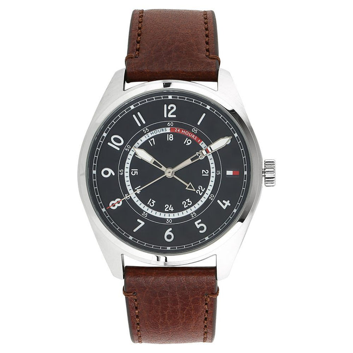 Tommy Hilfiger Quartz Analog Black Dial Leather Strap Watch for Men-NTH1791371