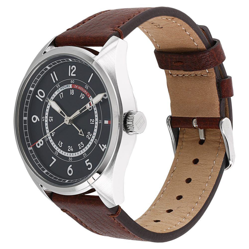 Tommy Hilfiger Quartz Analog Black Dial Leather Strap Watch for Men-NTH1791371