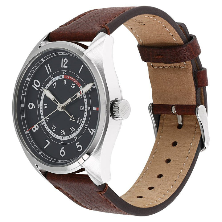 Tommy Hilfiger Quartz Analog Black Dial Leather Strap Watch for Men-NTH1791371