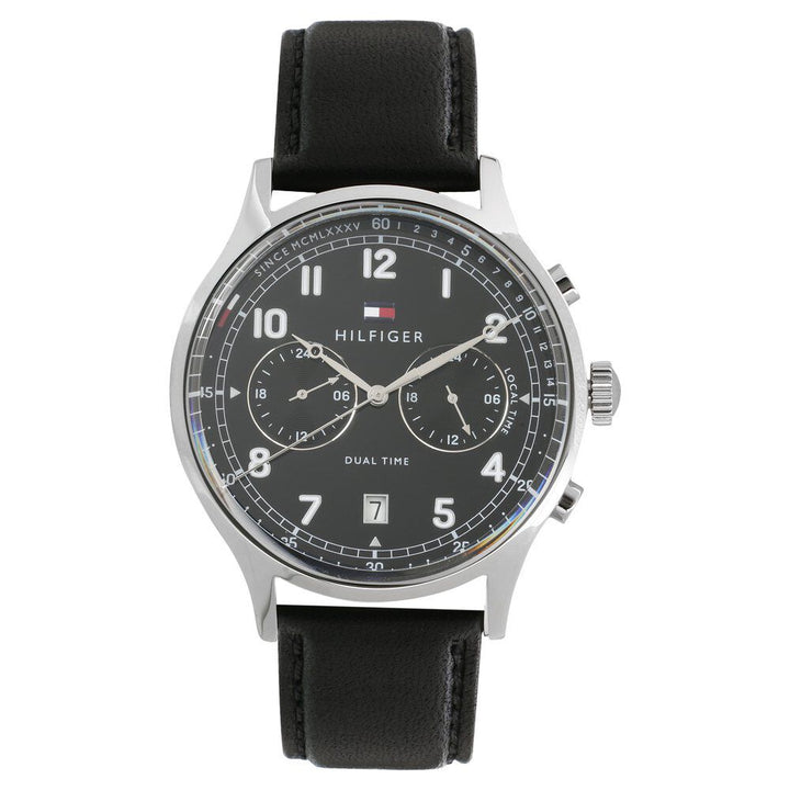Tommy Hilfiger Quartz Analog Black Dial Leather Strap Watch for Men-NCTH1791388