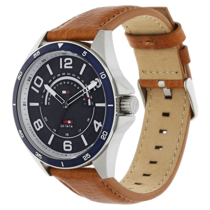 Tommy Hilfiger Quartz Multifunction Blue Dial Leather Strap Watch for Men-NCTH1791391W
