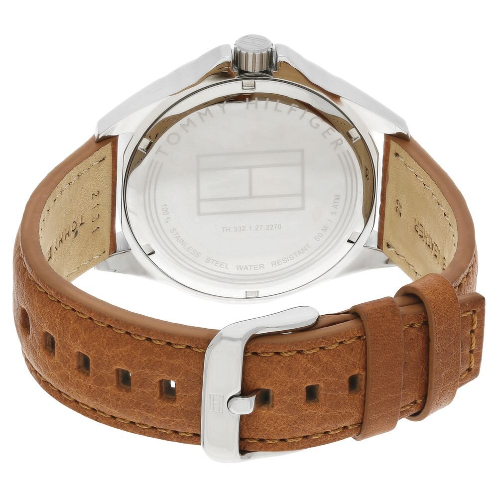 Tommy Hilfiger Quartz Multifunction Blue Dial Leather Strap Watch for Men-NCTH1791391W