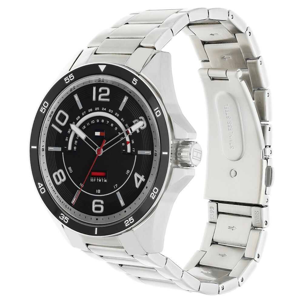 Tommy Hilfiger Quartz Multifunction Black Dial Metal Strap Watch for Men-NCTH1791394W