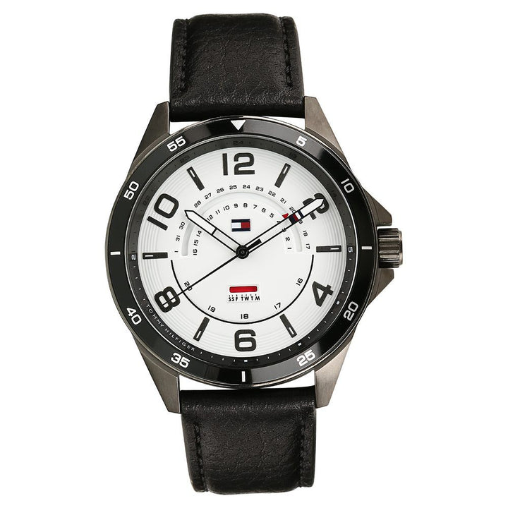 Tommy Hilfiger Quartz Multifunction White Dial Leather Strap Watch for Men-TH1791396