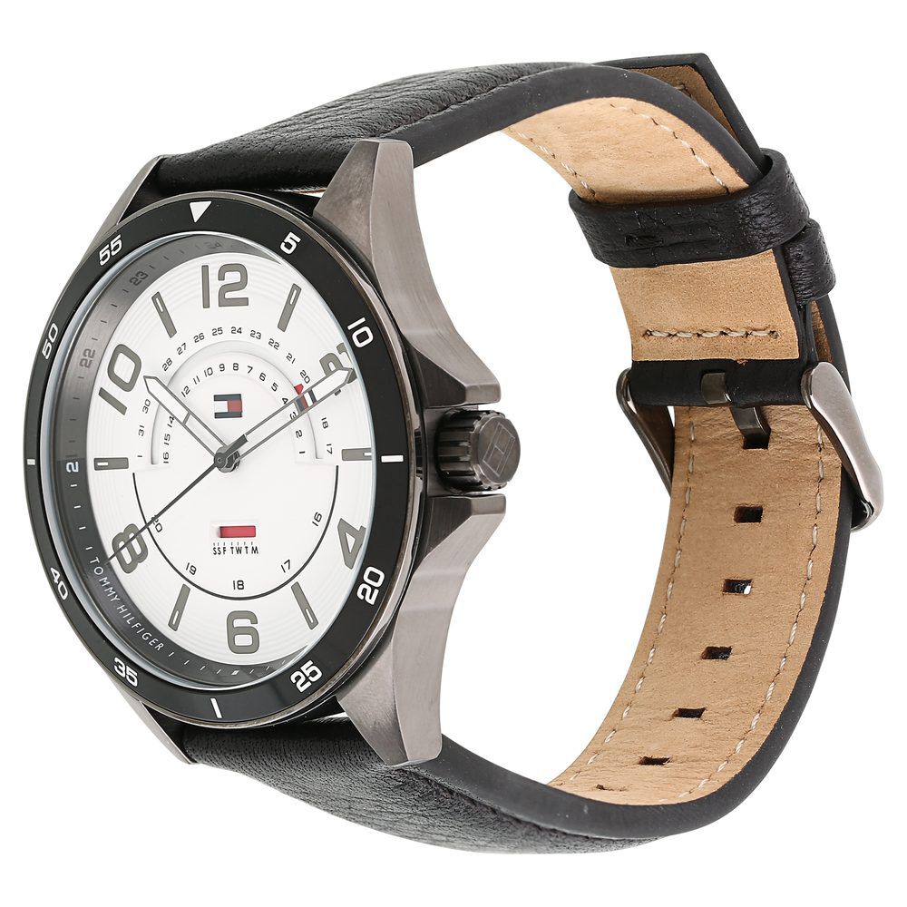Tommy Hilfiger Quartz Multifunction White Dial Leather Strap Watch for Men-TH1791396