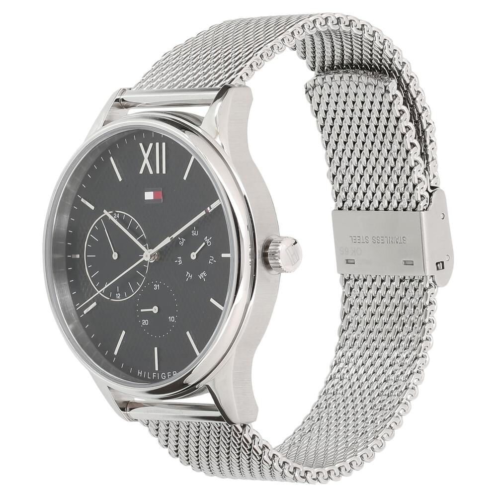 Tommy Hilfiger Quartz Multifunction Black Dial Stainless Steel Strap Watch for Men-NCTH1791415W