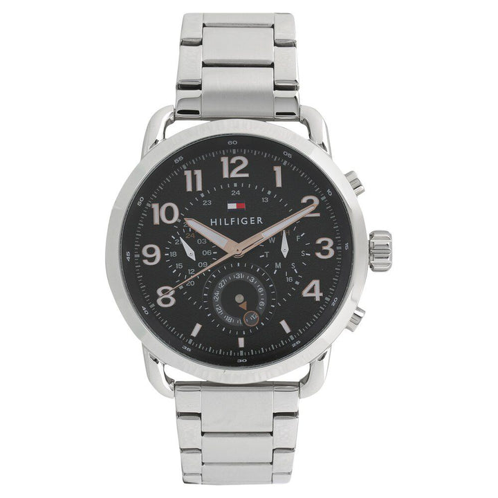 Tommy Hilfiger Quartz Multifunction Black Dial Stainless Steel Strap Watch for Men-NCTH1791422W
