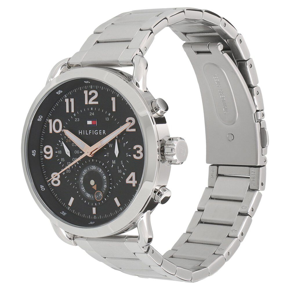 Tommy Hilfiger Quartz Multifunction Black Dial Stainless Steel Strap Watch for Men-NCTH1791422W
