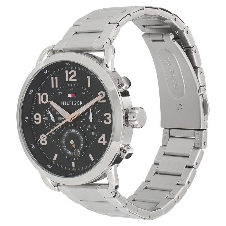 Tommy Hilfiger Quartz Multifunction Black Dial Stainless Steel Strap Watch for Men-NCTH1791422W