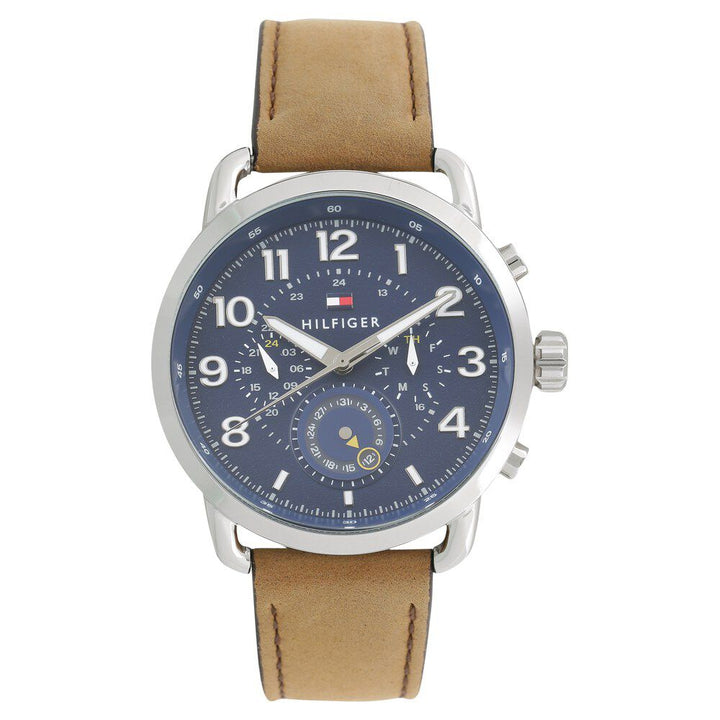 Tommy Hilfiger Quartz Multifunction Blue Dial Leather Strap Watch for Men-NCTH1791424W