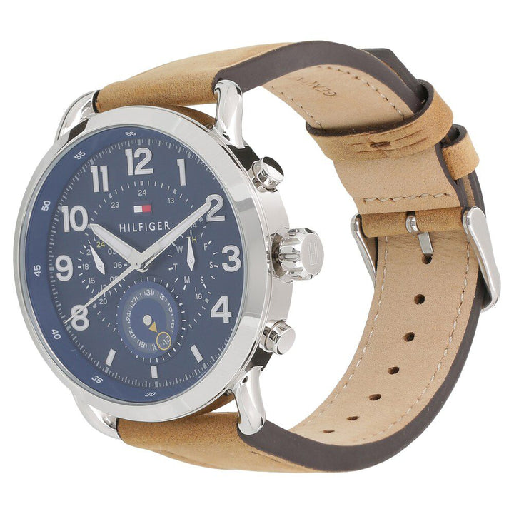 Tommy Hilfiger Quartz Multifunction Blue Dial Leather Strap Watch for Men-NCTH1791424W