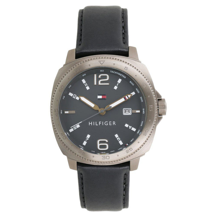 Tommy Hilfiger Quartz Analog with Date Black Dial Leather Strap Watch for Men-NCTH1791429W
