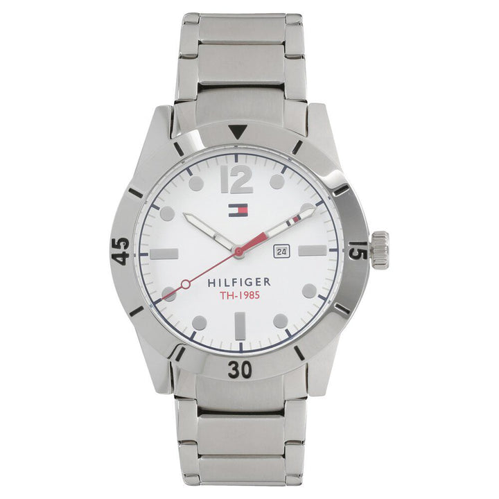 Tommy Hilfiger Quartz Analog with Day and Date White Dial Stainless Steel Strap Watch for Men-NCTH1791441