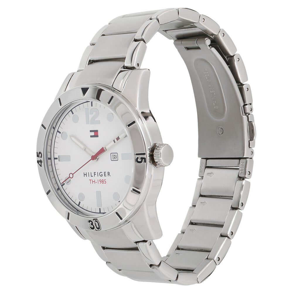 Tommy Hilfiger Quartz Analog with Day and Date White Dial Stainless Steel Strap Watch for Men-NCTH1791441