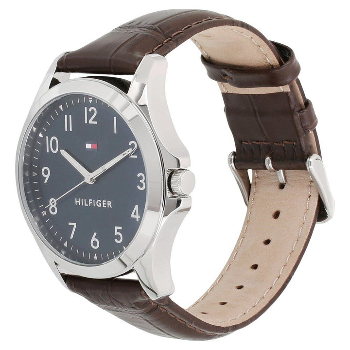 Tommy Hilfiger Quartz Analog Blue Dial Leather Strap Watch for Men TH1791449W
