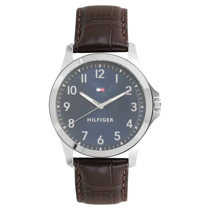 Tommy Hilfiger Quartz Analog Blue Dial Leather Strap Watch for Men-TH1791449