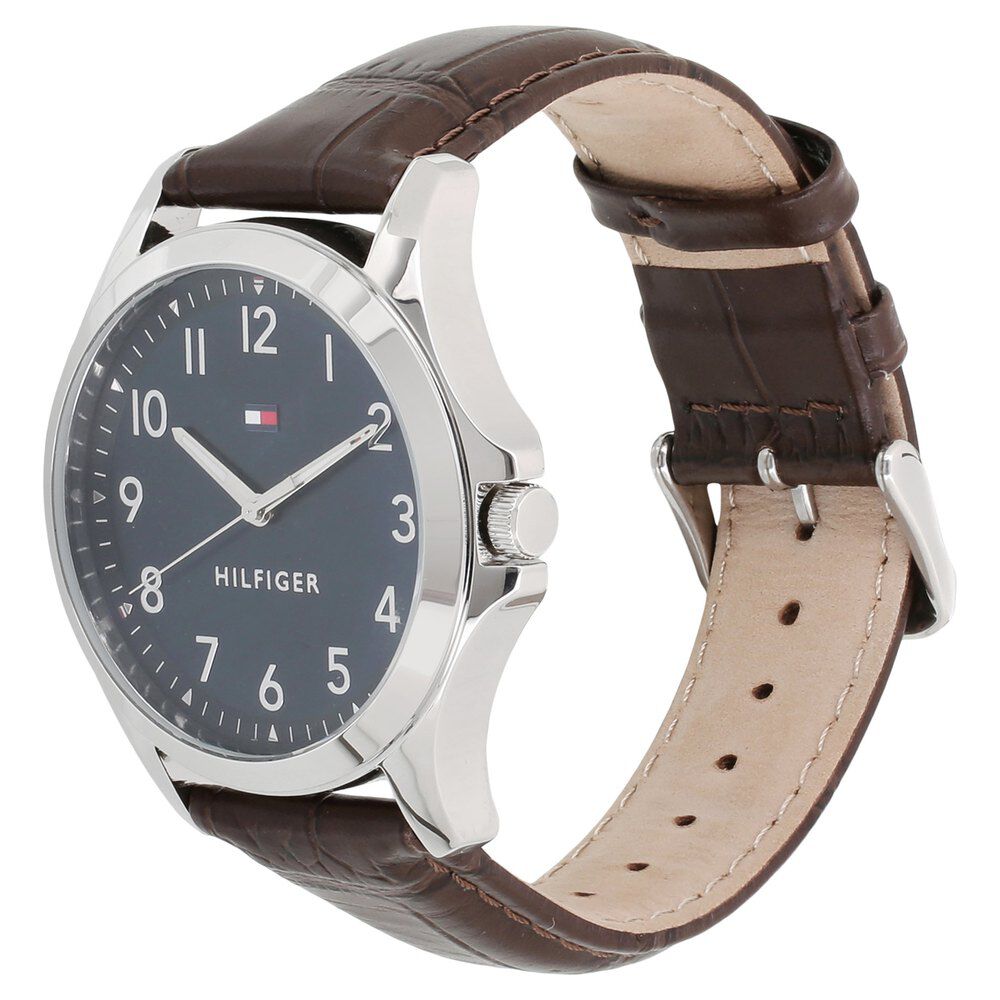 Tommy Hilfiger Quartz Analog Blue Dial Leather Strap Watch for Men-TH1791449