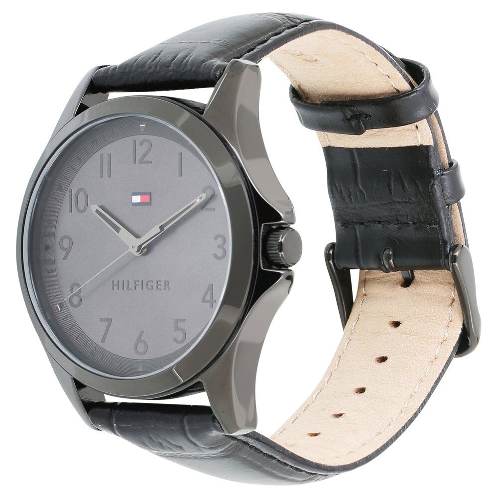 Tommy Hilfiger Quartz Analog Grey Dial Leather Strap Watch for Men-NCTH1791450W