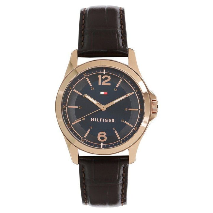 Tommy Hilfiger Quartz Analog Blue Dial Leather Strap Watch for Men-NCTH1791451