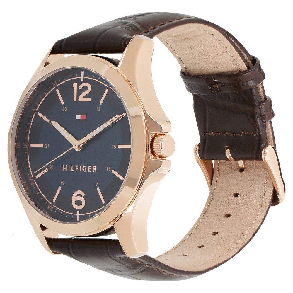 Tommy Hilfiger Quartz Analog Blue Dial Leather Strap Watch for Men-NCTH1791451