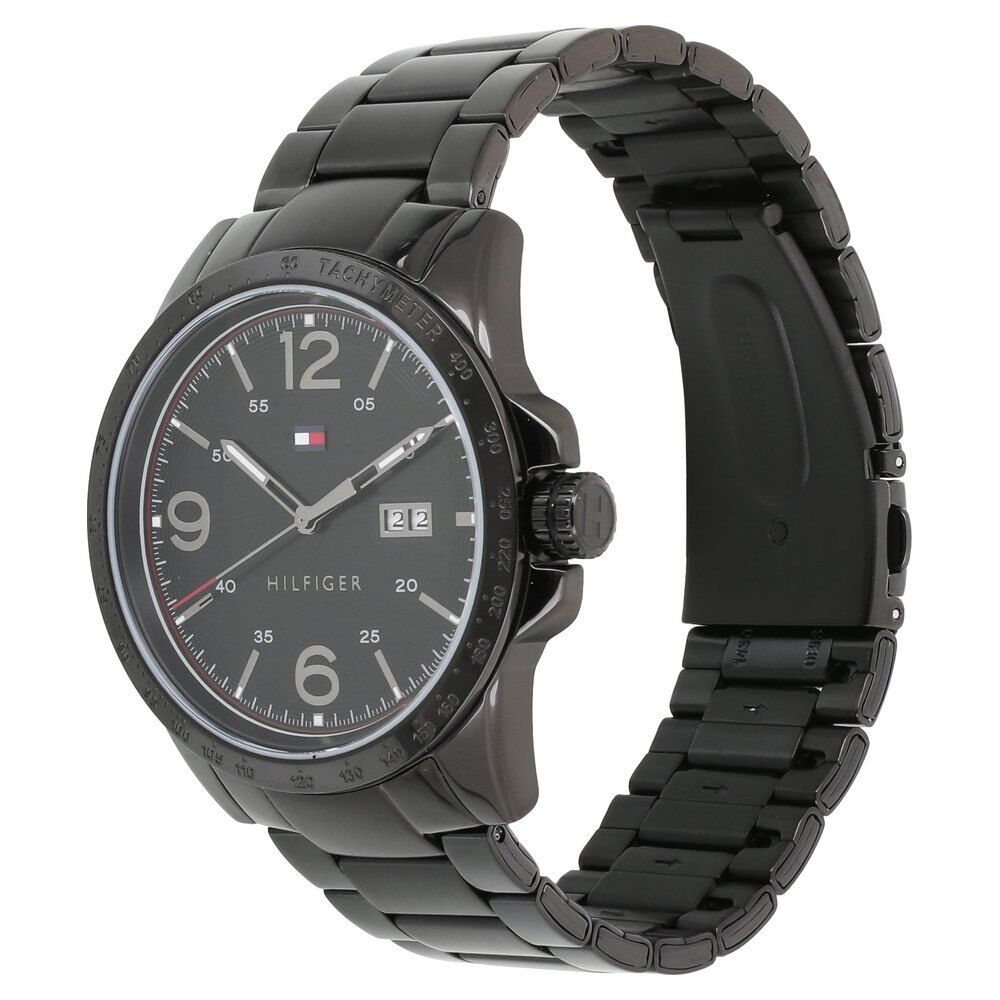 Tommy Hilfiger Quartz Analog with Day and Date Black Dial Metal Strap Watch for Men-NCTH1791452W