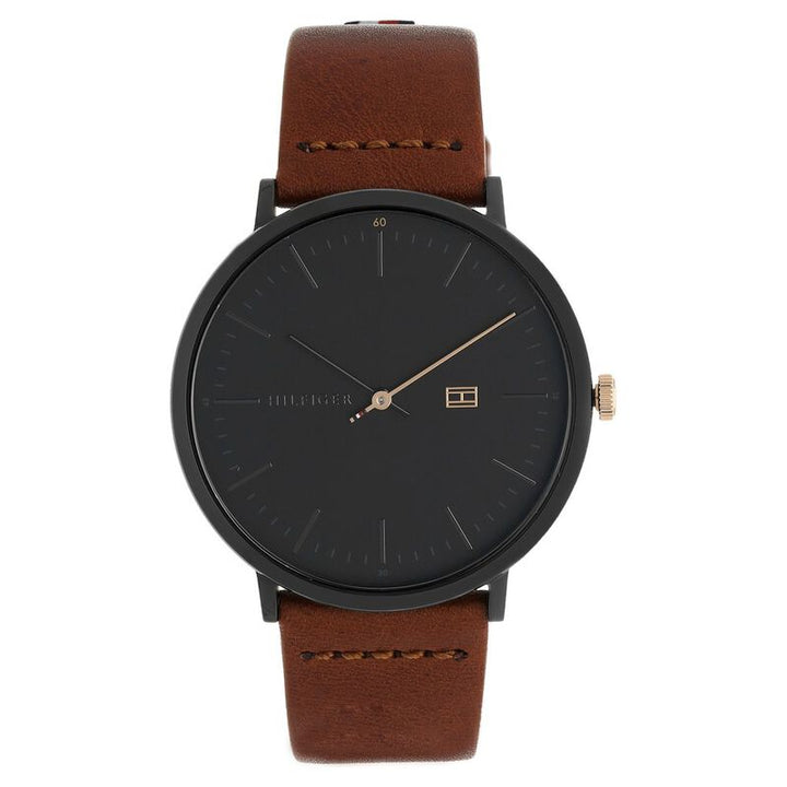 Tommy Hilfiger Quartz Analog Black Dial Leather Strap Watch For Men