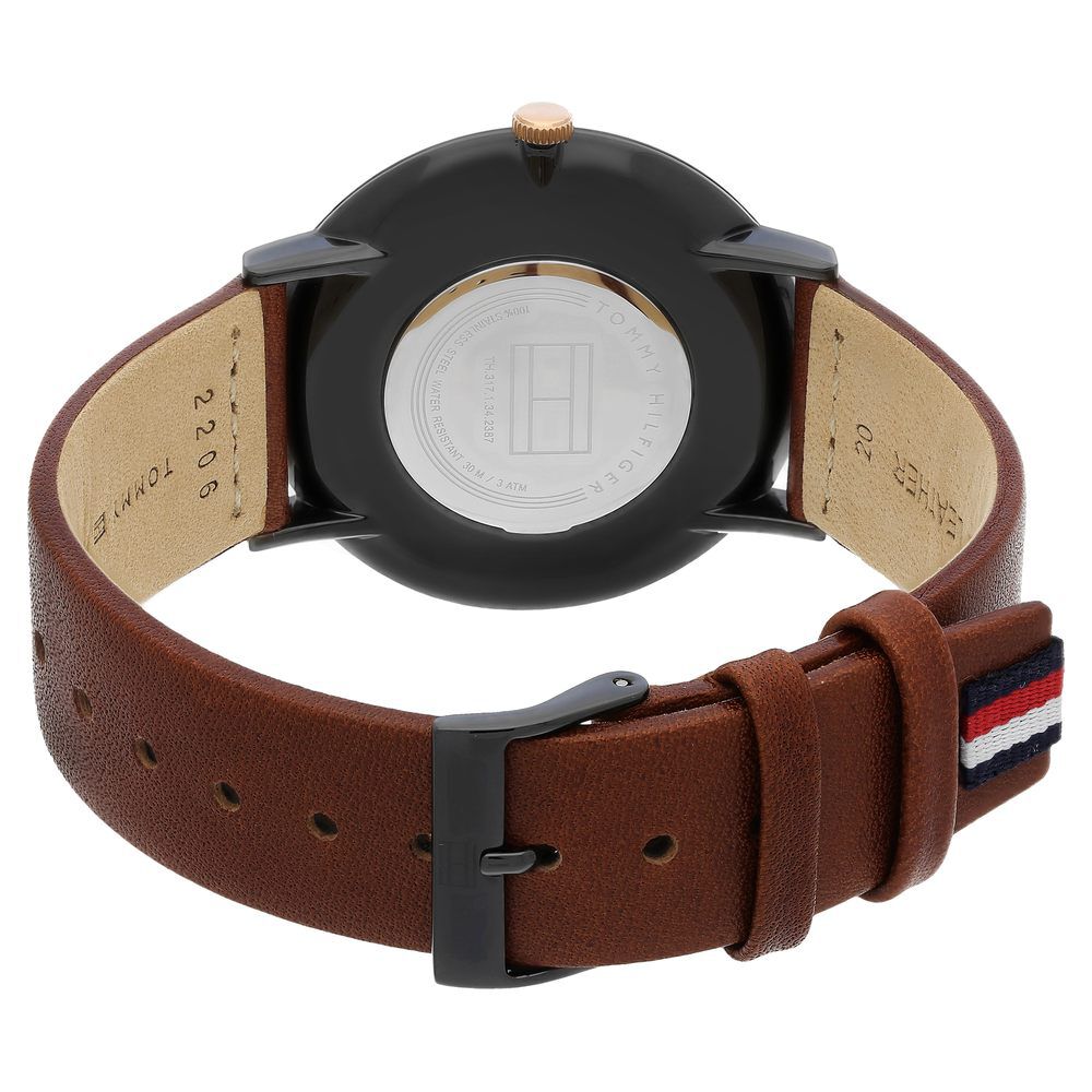 Tommy Hilfiger Quartz Analog Black Dial Leather Strap Watch For Men