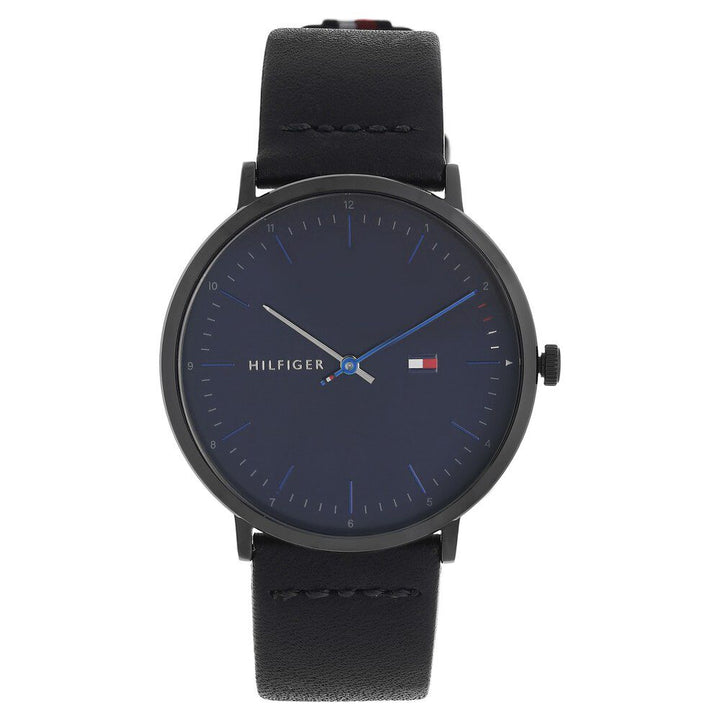 Tommy Hilfiger Quartz Analog Blue Dial Leather Strap Watch for Men-NCTH1791462