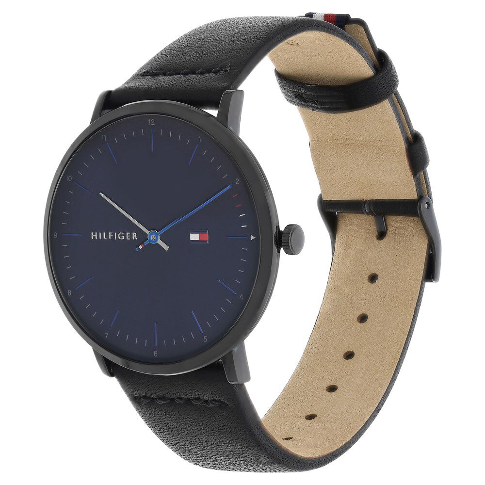 Tommy Hilfiger Quartz Analog Blue Dial Leather Strap Watch for Men-NCTH1791462