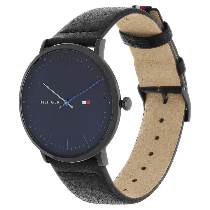 Tommy Hilfiger Quartz Analog Blue Dial Leather Strap Watch for Men-NCTH1791462
