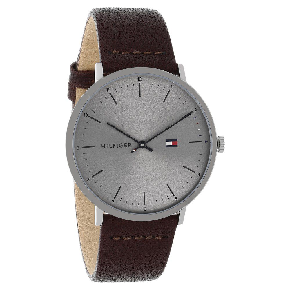 Tommy Hilfiger Quartz Analog Grey Dial Leather Strap Watch for Men-NCTH1791463