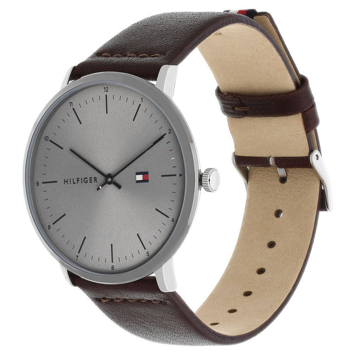 Tommy Hilfiger Quartz Analog Grey Dial Leather Strap Watch for Men-NCTH1791463