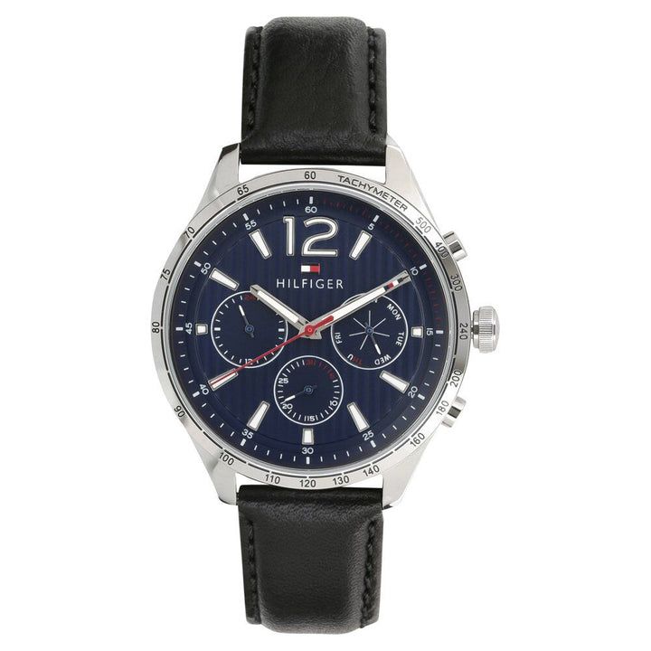 Tommy Hilfiger Quartz Multifunction Blue Dial Leather Strap Watch for Men-NCTH1791468W