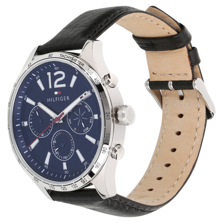 Tommy Hilfiger Quartz Multifunction Blue Dial Leather Strap Watch for Men-NCTH1791468W