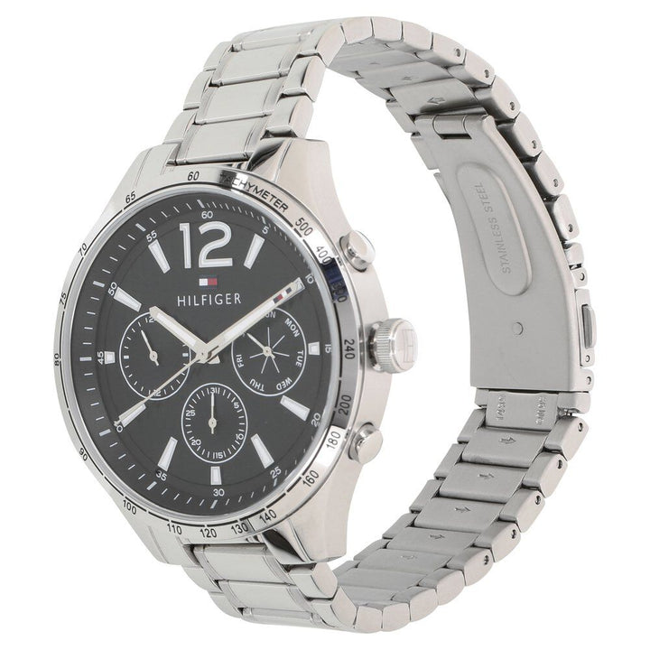 Tommy Hilfiger Quartz Multifunction Black Dial Metal Strap Watch for Men-NCTH1791469W